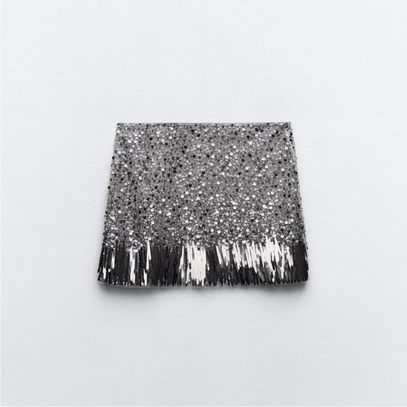 NWT Zara sequin silver skirt - Picture 7 of 7